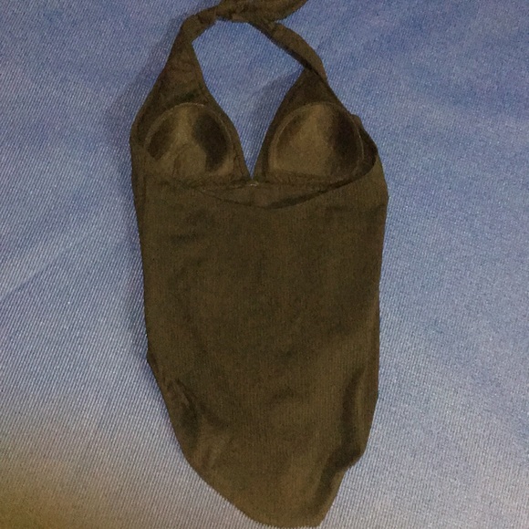 Black swimsuit NWOT, one piece, halter, built in cups, swimming, - Picture 2 of 3